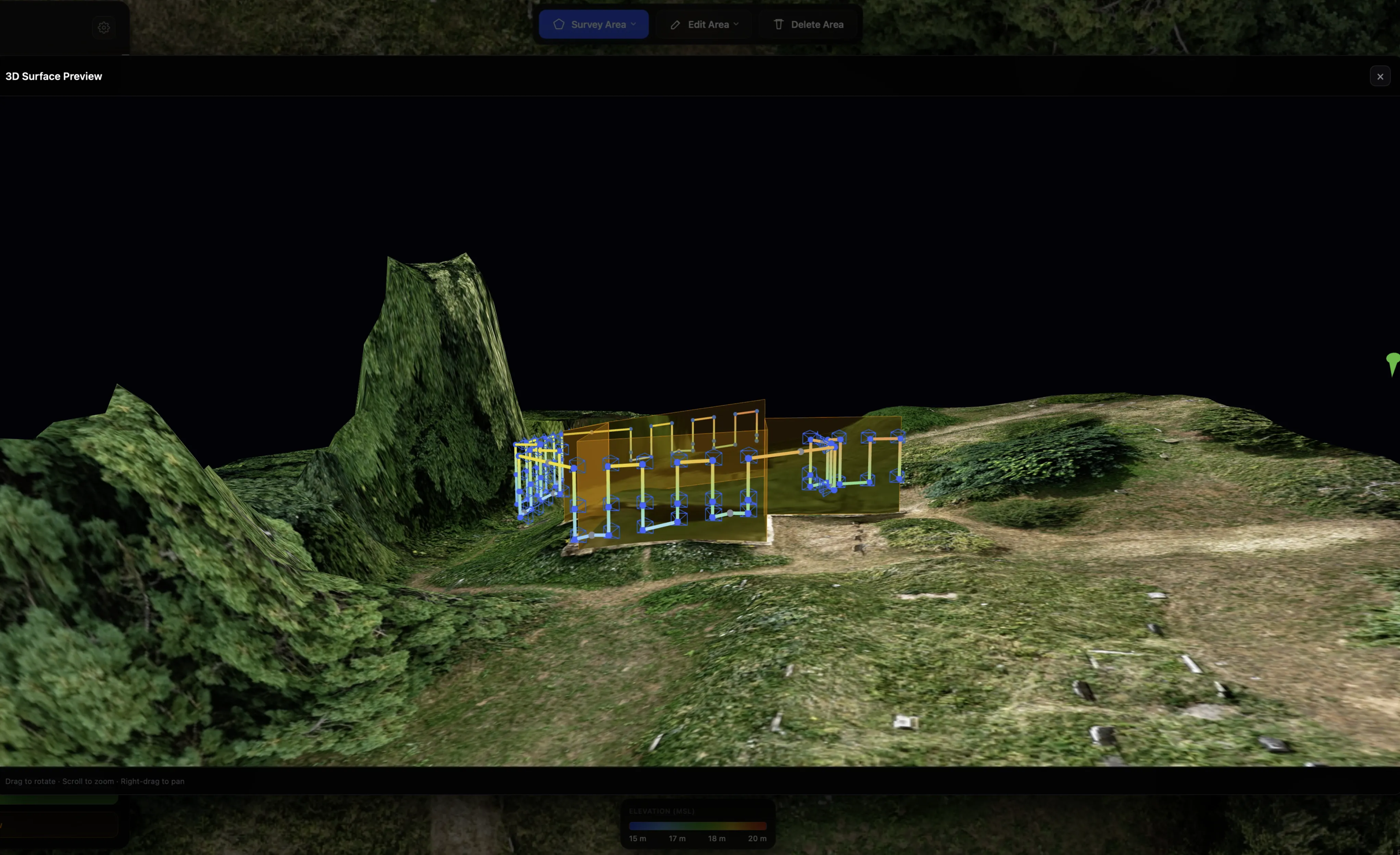 Local digital terrain model imported for high-accuracy elevation