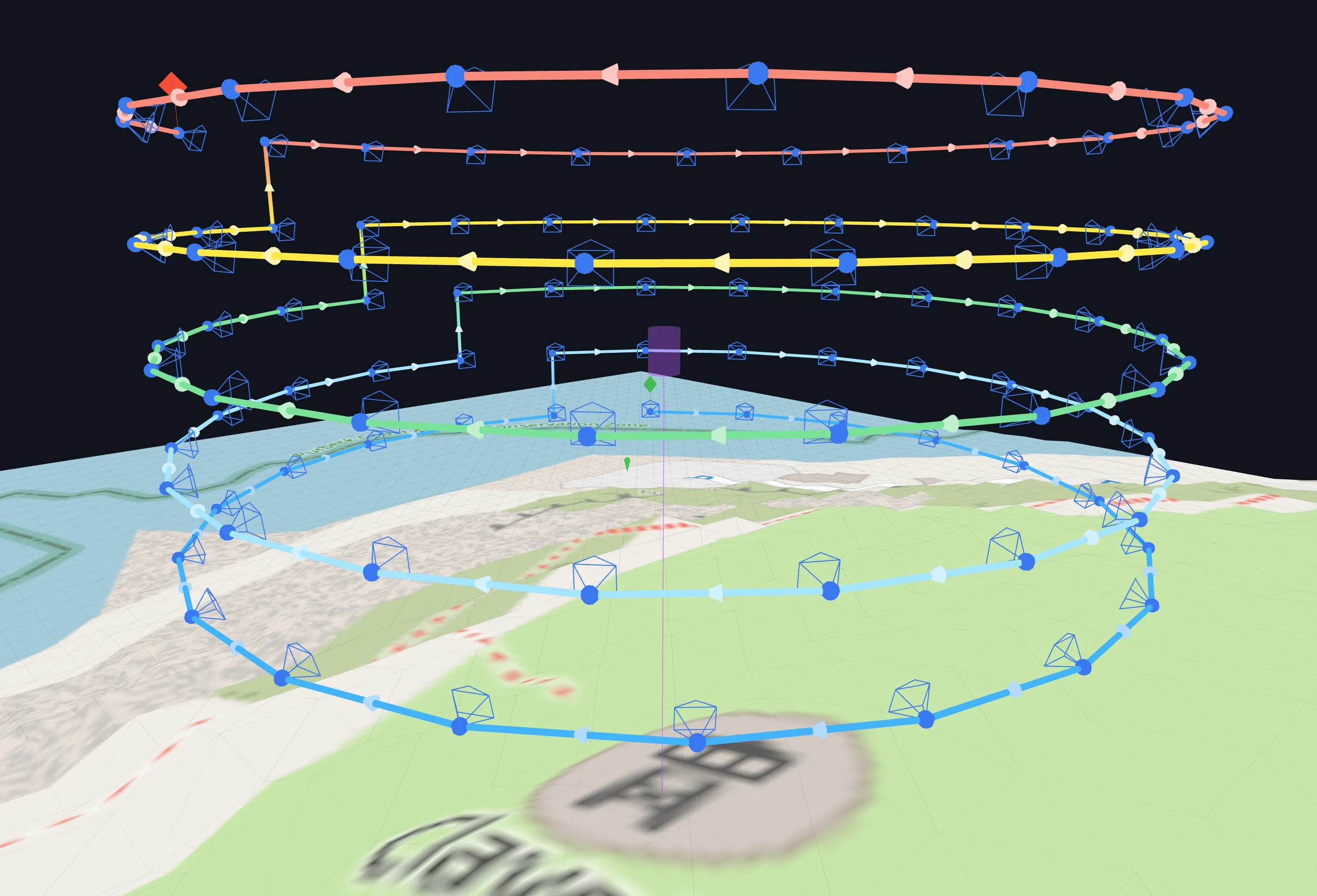 Camera aiming at the subject from every orbit layer in the 3D preview